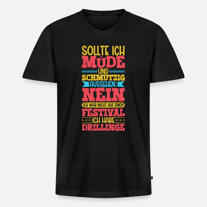 Müde und schmutzig - Drillinge - Männer Premium Bio T-Shirt mit V-Ausschnitt - Schwarz
