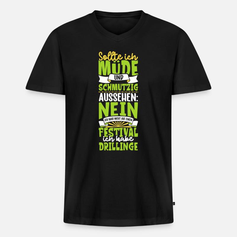 Müde und schmutzig - Drillinge - Männer Premium Bio T-Shirt mit V-Ausschnitt - Schwarz