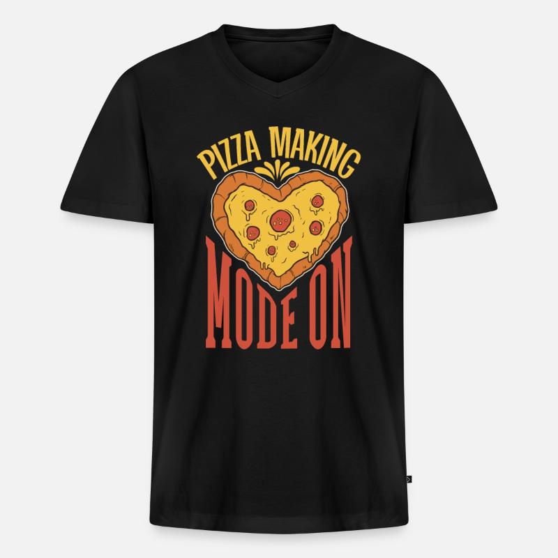 Pizza Making Mode On - Pizzabäcker - Männer Premium Bio T-Shirt mit V-Ausschnitt - Schwarz