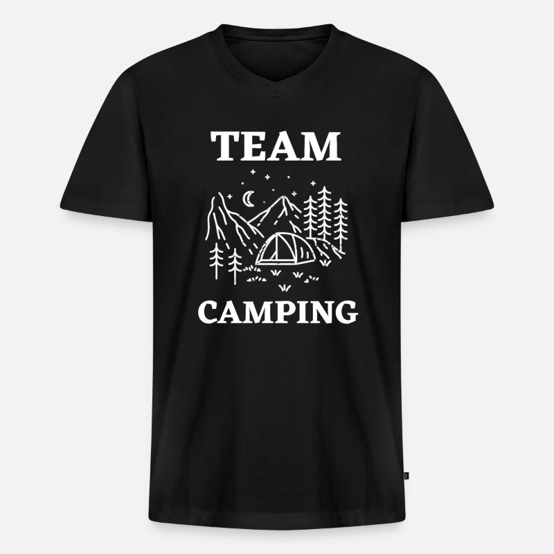 Team Camping - Männer Premium Bio T-Shirt mit V-Ausschnitt - Schwarz