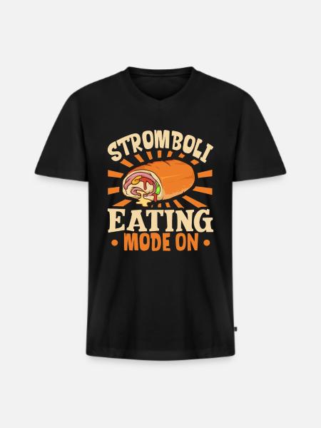 Stromboli Eating Mode On - Stromboli - Männer Premium Bio T-Shirt mit V-Ausschnitt - Schwarz