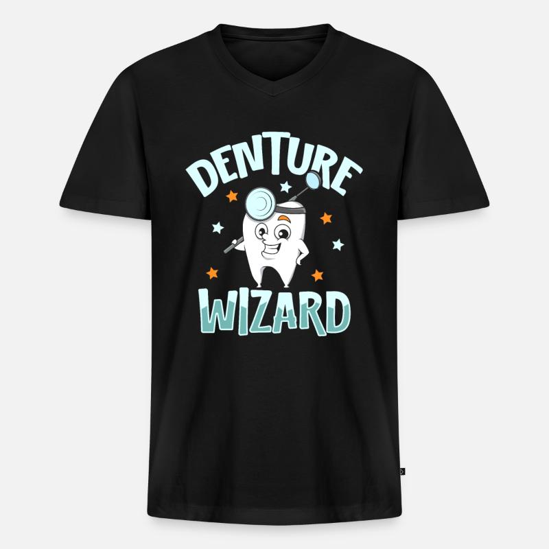 Dentition Wizard - Dentist - Men's Premium Organic T-shirt with V-neck - black