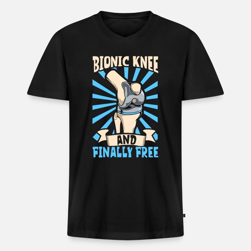 Endlich frei - Knieprothese - Männer Premium Bio T-Shirt mit V-Ausschnitt - Schwarz