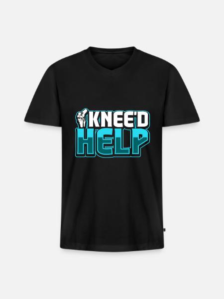 I kneed help - Knee surgery - Men's Premium Organic T-shirt with V-neck - black
