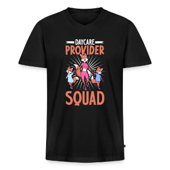 Daycare Provider Squad - Educator - Men's Premium Organic T-shirt with V-neck - black - Front - Nico (187cm)