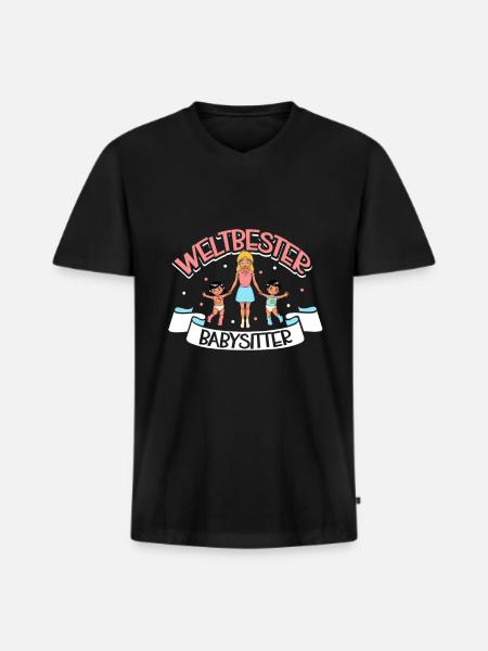 World's Best Babysitter - Men's Premium Organic T-shirt with V-neck - black