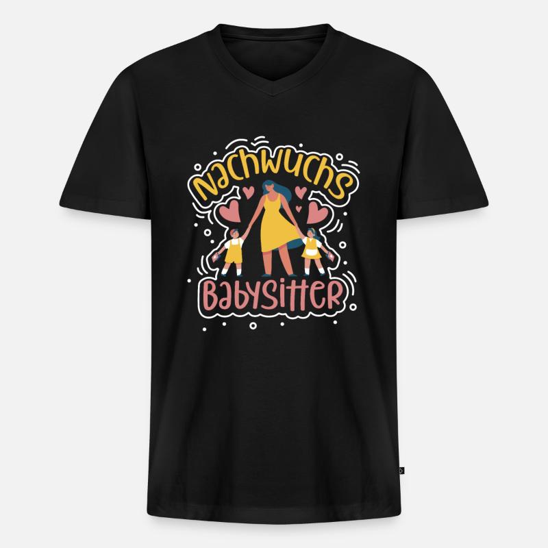 Nachwuchs Babysitter - Männer Premium Bio T-Shirt mit V-Ausschnitt - Schwarz