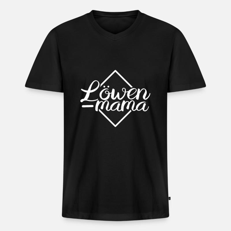 Löwenmama - Männer Premium Bio T-Shirt mit V-Ausschnitt - Schwarz