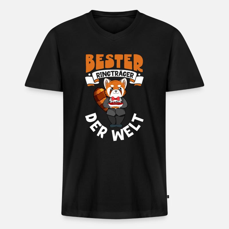 Bester Ringträger der Welt - Männer Premium Bio T-Shirt mit V-Ausschnitt - Schwarz