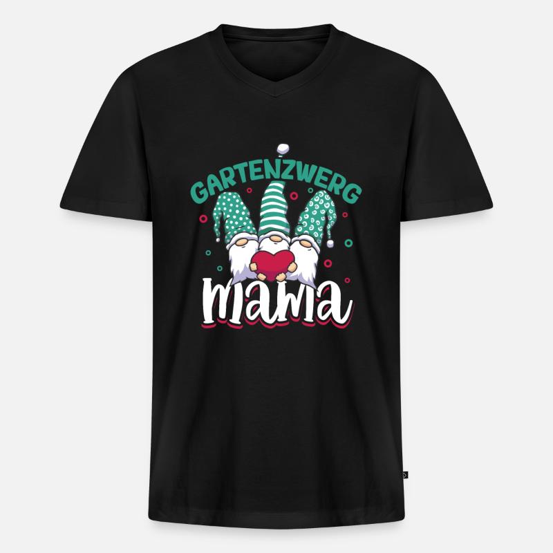 Gartenzwerg Mama - Männer Premium Bio T-Shirt mit V-Ausschnitt - Schwarz