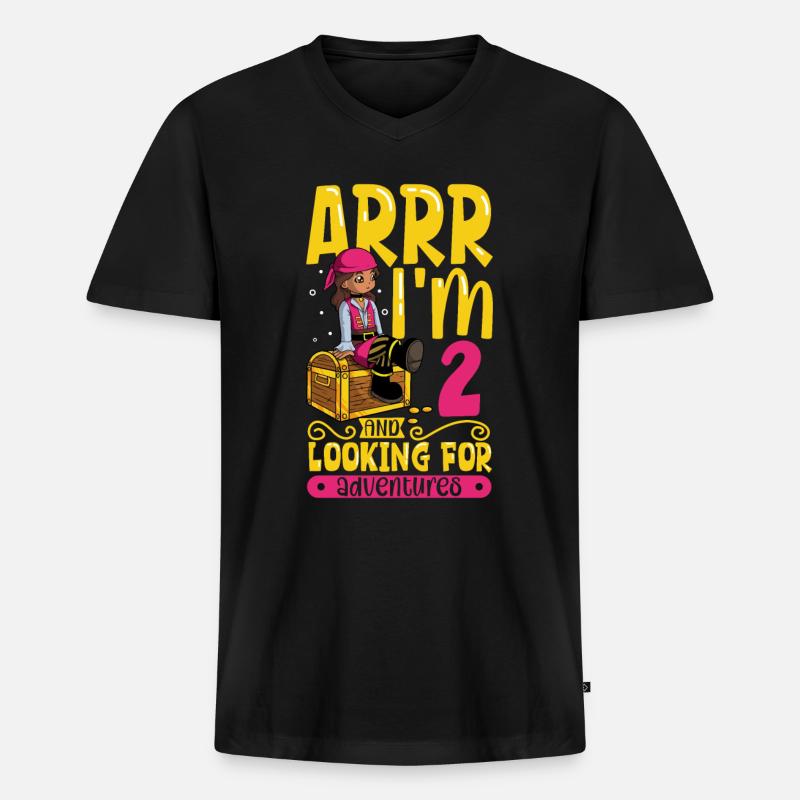 Ich bin 2 - Mädchen Pirat - Männer Premium Bio T-Shirt mit V-Ausschnitt - Schwarz
