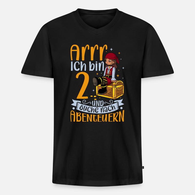Ich bin 2 - Mädchen Pirat - Männer Premium Bio T-Shirt mit V-Ausschnitt - Schwarz