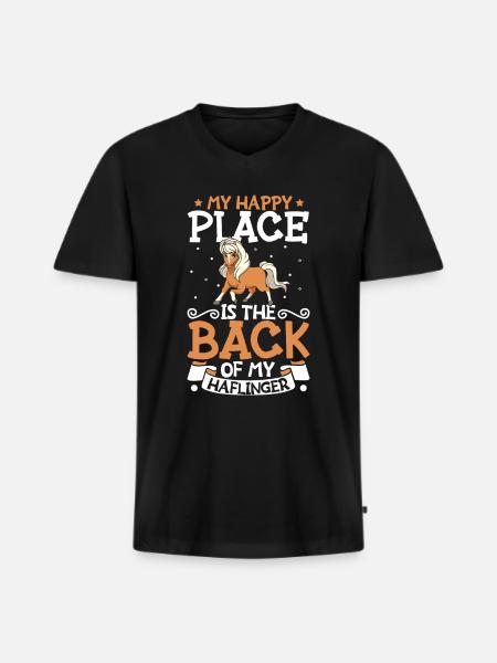 Mon endroit préféré - Haflinger - T-shirt encolure en V Premium bio Homme - noir