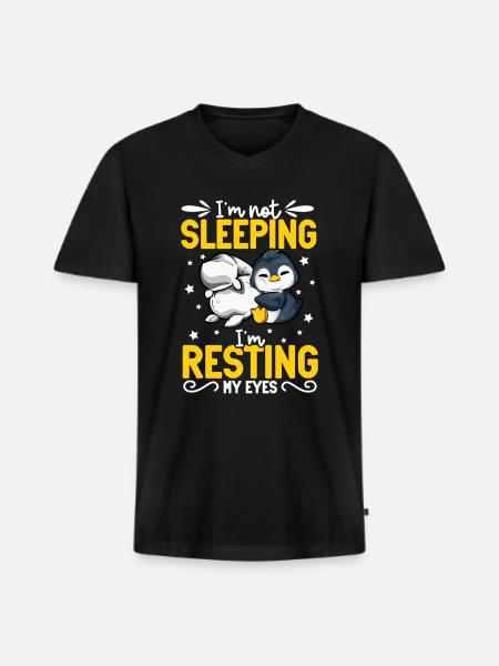 I don't sleep - Penguin - Men's Premium Organic T-shirt with V-neck - black
