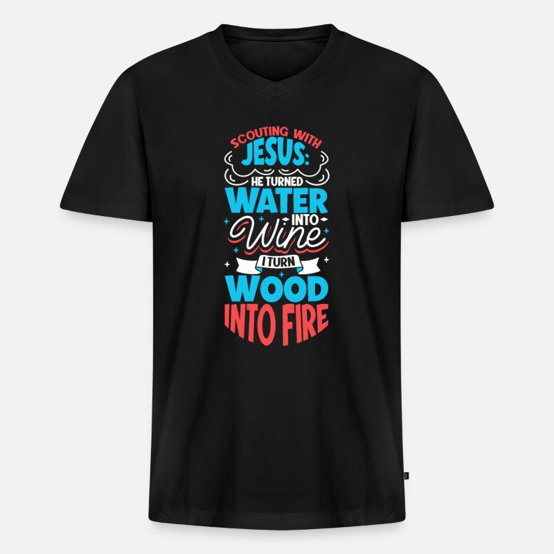 Jesus und Pfadfinder - Männer Premium Bio T-Shirt mit V-Ausschnitt - Schwarz