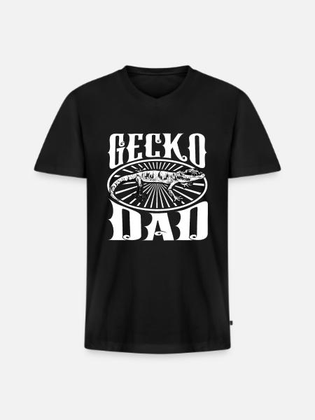 Gecko owner - Gecko Papa - Men's Premium Organic T-shirt with V-neck - black