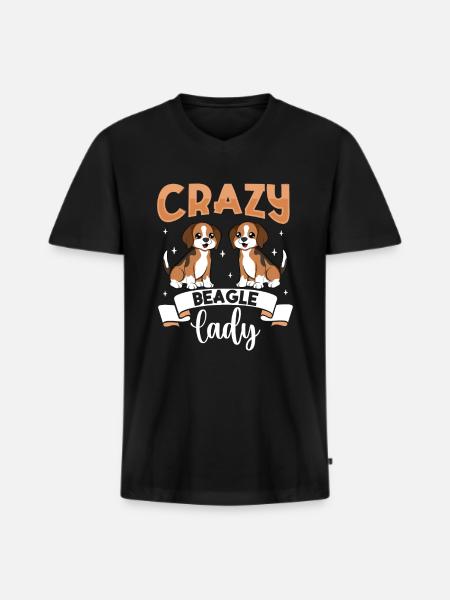 Crazy Beagle Lady - Beagle - Men's Premium Organic T-shirt with V-neck - black