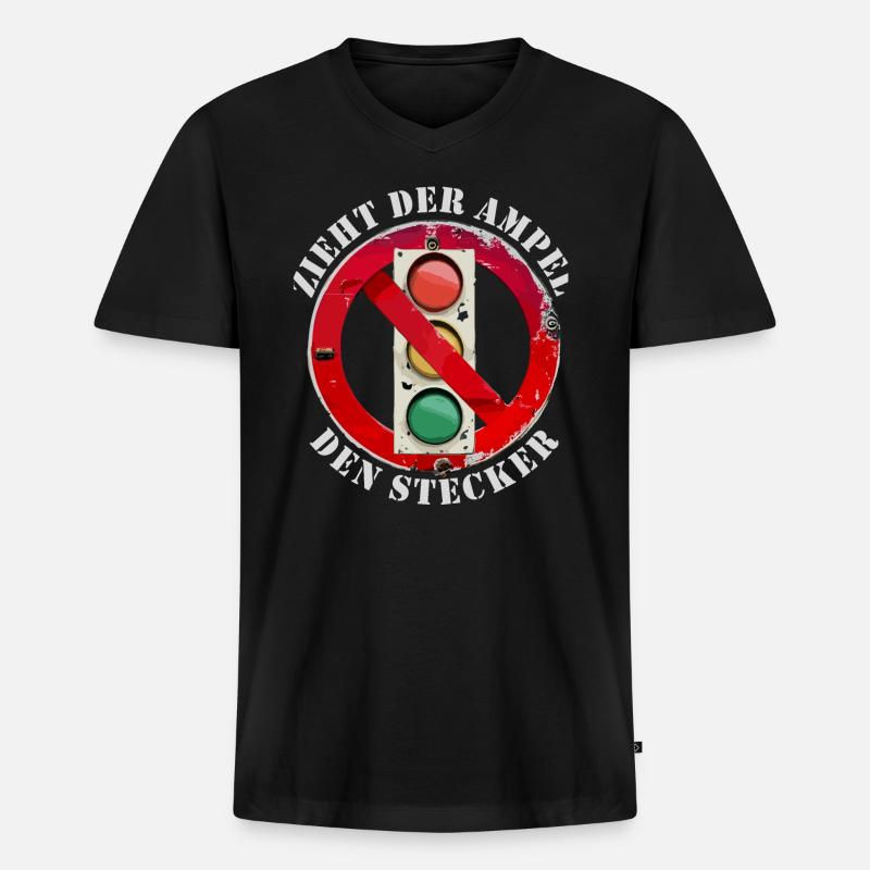 Zieht der Ampel den Stecker - Männer Premium Bio T-Shirt mit V-Ausschnitt - Schwarz