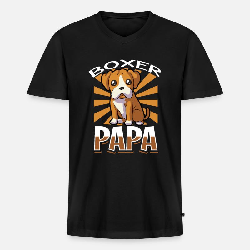 Boxer Papa - Boxer - Männer Premium Bio T-Shirt mit V-Ausschnitt - Schwarz