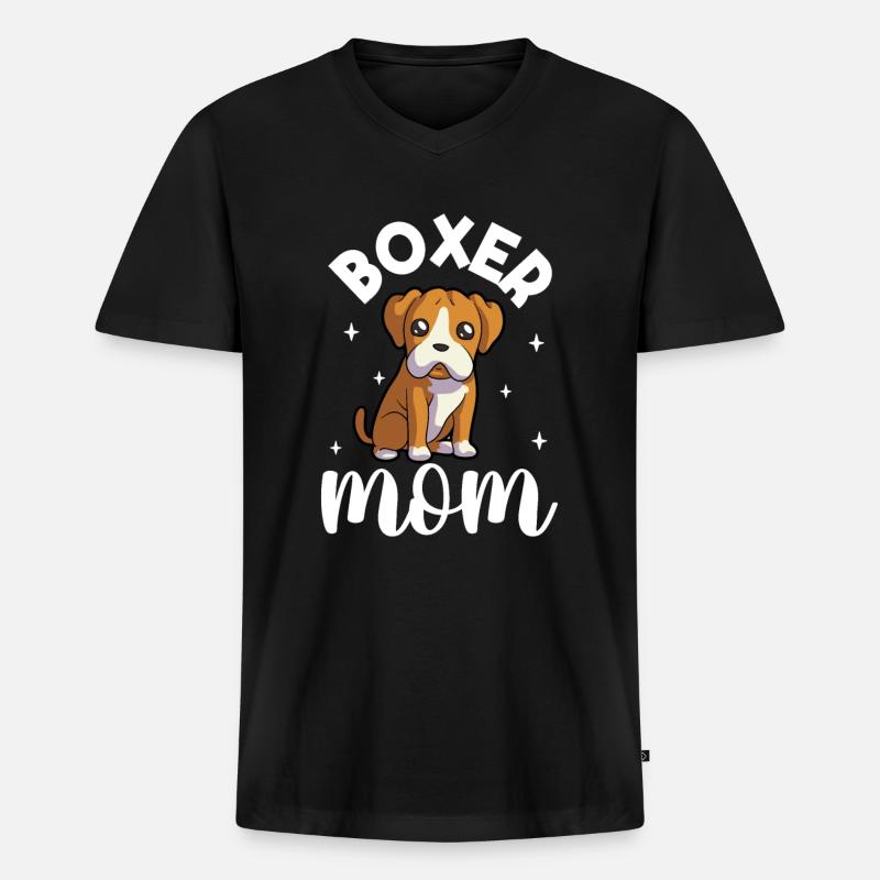 Boxer Mom - Boxer - Männer Premium Bio T-Shirt mit V-Ausschnitt - Schwarz