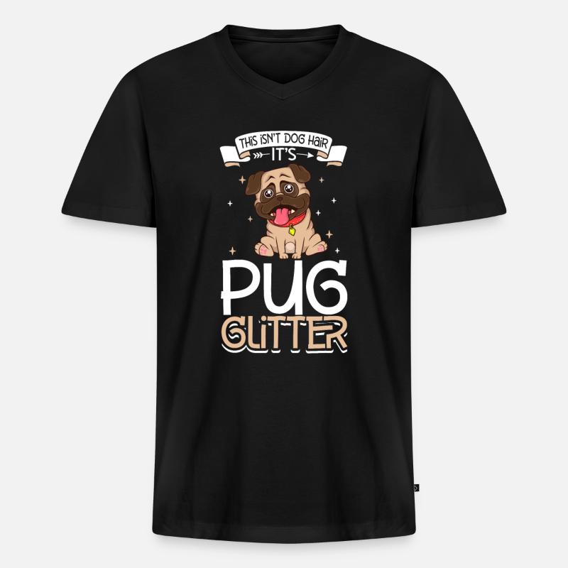 Pug Glitzer - Männer Premium Bio T-Shirt mit V-Ausschnitt - Schwarz