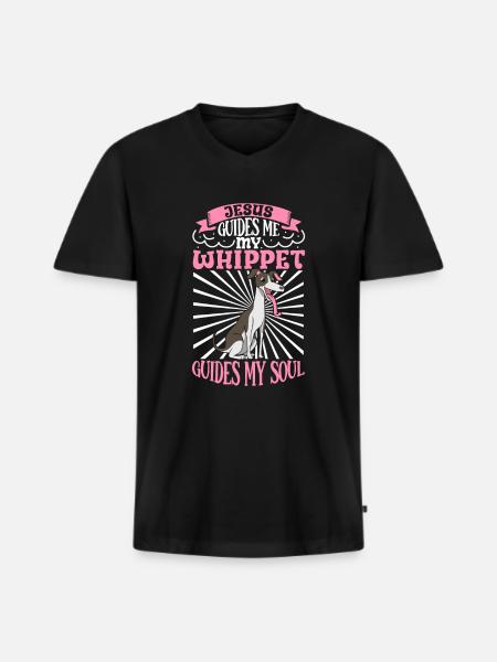 Jesus and My Whippet - Men's Premium Organic T-shirt with V-neck - black