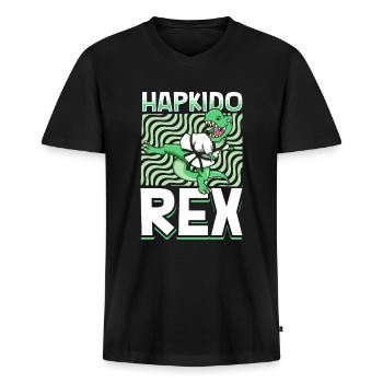 TREX - Hapkido Rex - T-shirt encolure en V Premium bio Homme - noir - Devant - Nico (187cm)