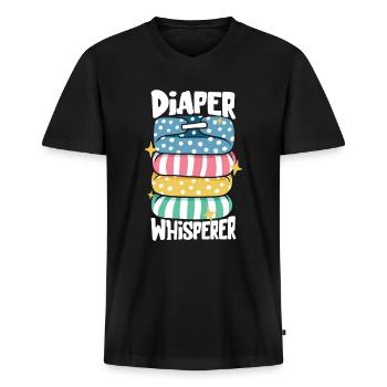 Windelflüsterer - Windelwechseln - Männer Premium Bio T-Shirt mit V-Ausschnitt - Schwarz - Vorne - Nico (187cm)