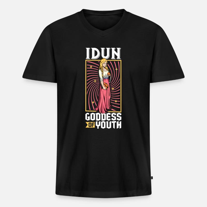 Wikinger Göttin Idun - Männer Premium Bio T-Shirt mit V-Ausschnitt - Schwarz