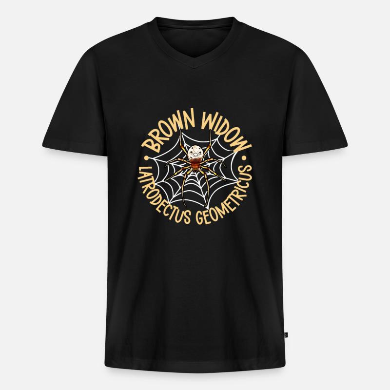Braune Witwe - Männer Premium Bio T-Shirt mit V-Ausschnitt - Schwarz