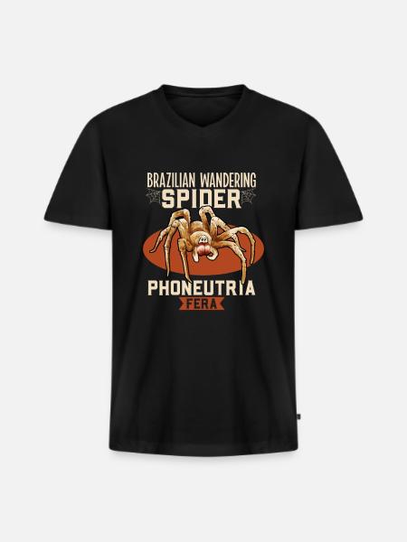 Araignée errante brésilienne - T-shirt encolure en V Premium bio Homme - noir