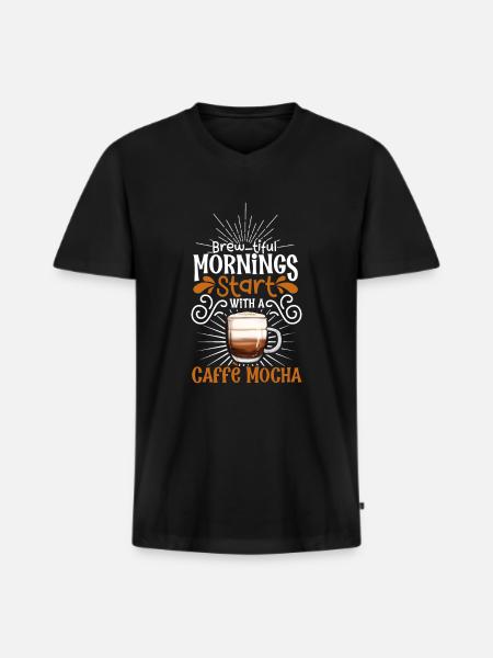 Bonjour avec caffè moka - T-shirt encolure en V Premium bio Homme - noir