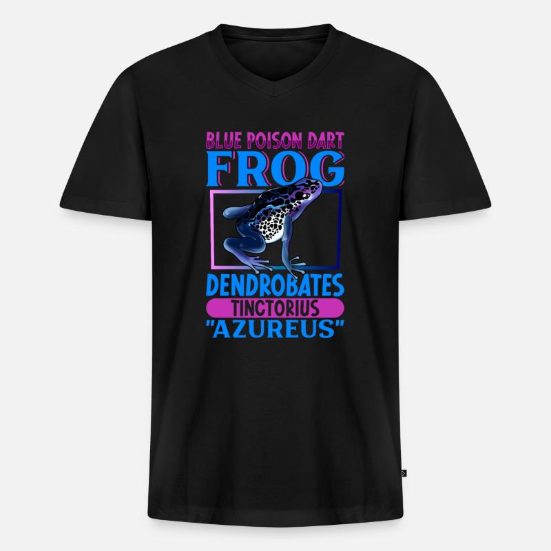 Blauer Pfeilgiftfrosch - Männer Premium Bio T-Shirt mit V-Ausschnitt - Schwarz