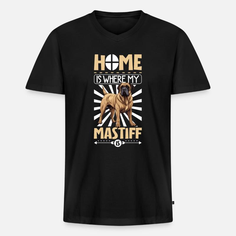 Zuhause - Assyrian Mastiff - Männer Premium Bio T-Shirt mit V-Ausschnitt - Schwarz