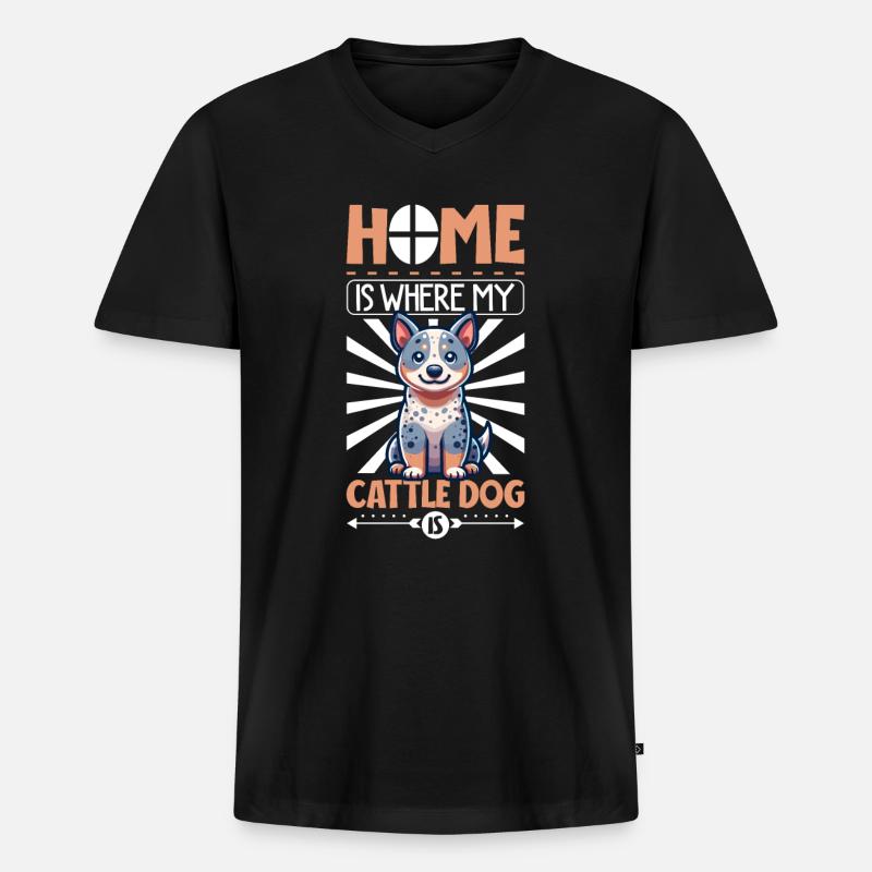 Zuhause - Australian Cattle Dog - Männer Premium Bio T-Shirt mit V-Ausschnitt - Schwarz