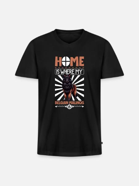 Home - Belgian Shepherd - Men's Premium Organic T-shirt with V-neck - black