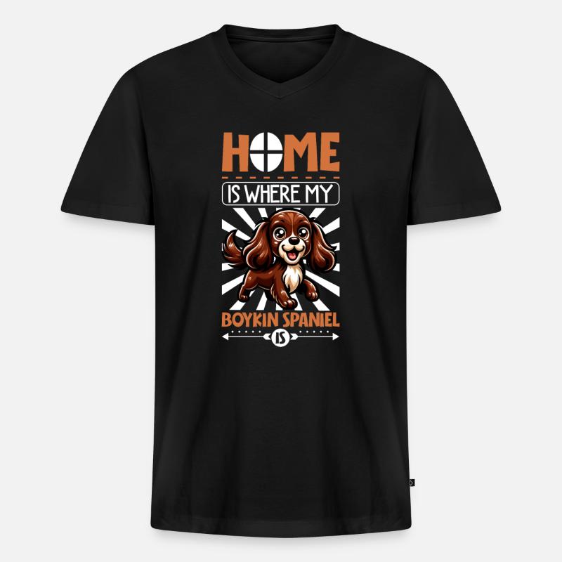 Zuhause - Boykin Spaniel - Männer Premium Bio T-Shirt mit V-Ausschnitt - Schwarz