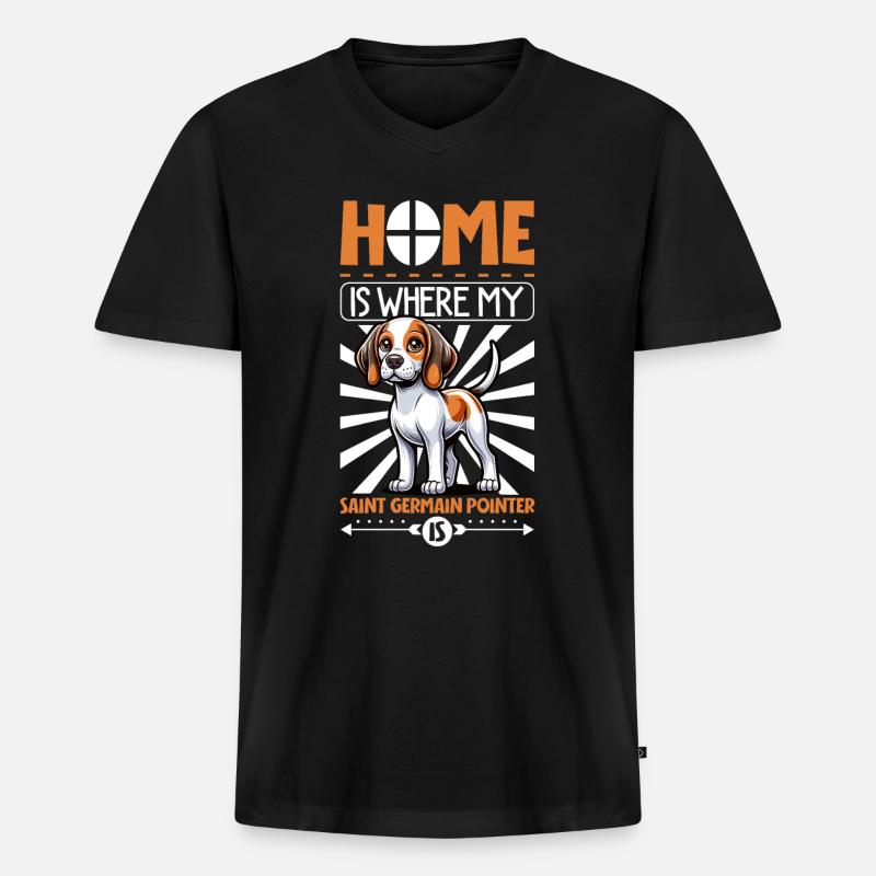 Zuhause - Braque Saint-Germain - Männer Premium Bio T-Shirt mit V-Ausschnitt - Schwarz