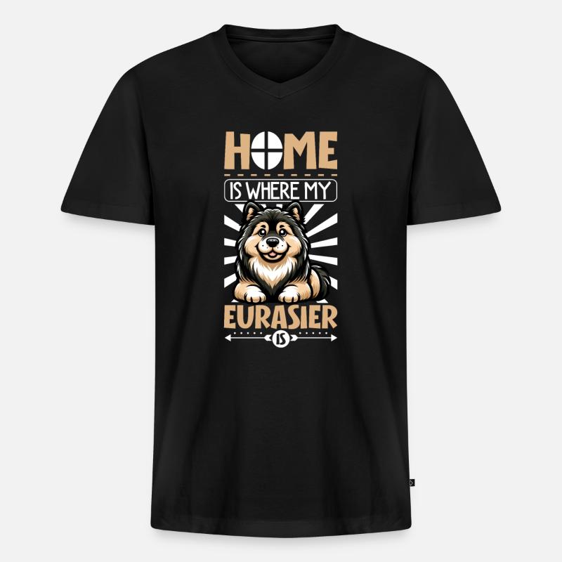 Zuhause - Eurasier - Männer Premium Bio T-Shirt mit V-Ausschnitt - Schwarz