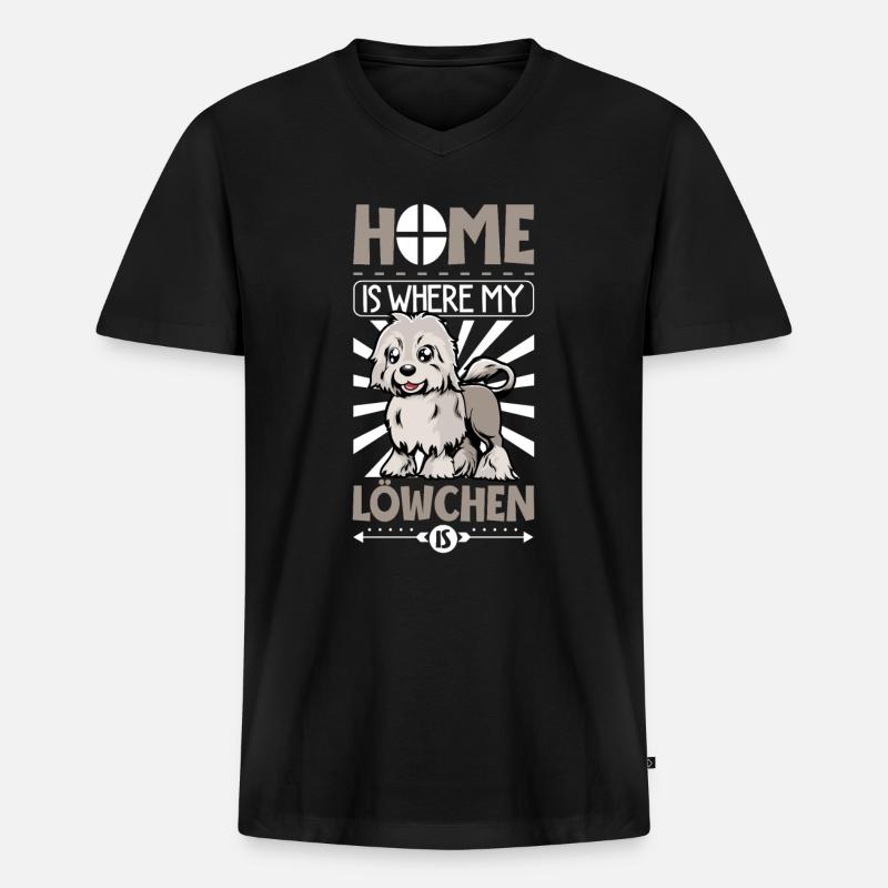 Zuhause - Löwchen - Männer Premium Bio T-Shirt mit V-Ausschnitt - Schwarz