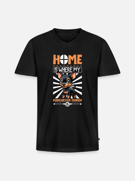 Home - Manchester Terrier - Men's Premium Organic T-shirt with V-neck - black