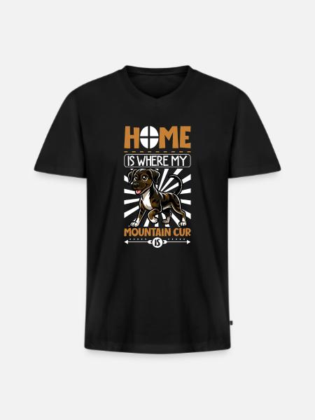 Zuhause - Mountain Cur - Männer Premium Bio T-Shirt mit V-Ausschnitt - Schwarz