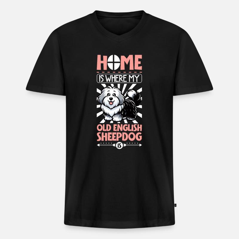 Zuhause - Bobtail - Männer Premium Bio T-Shirt mit V-Ausschnitt - Schwarz