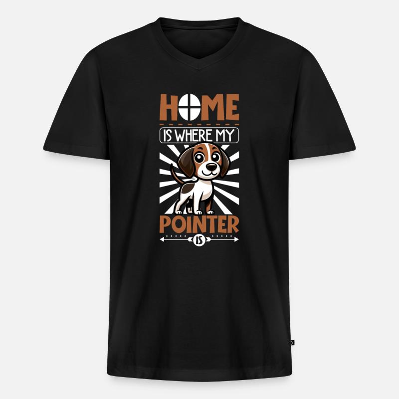 Zuhause - English Pointer - Männer Premium Bio T-Shirt mit V-Ausschnitt - Schwarz