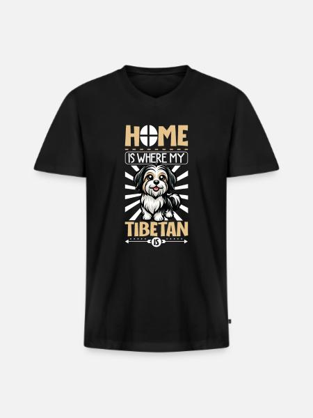 Home - Tibetan Terrier - Men's Premium Organic T-shirt with V-neck - black