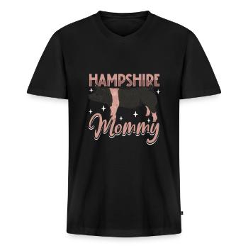 Hampshire Pig Mom - Men's Premium Organic T-shirt with V-neck - black - Front - Nico (187cm)
