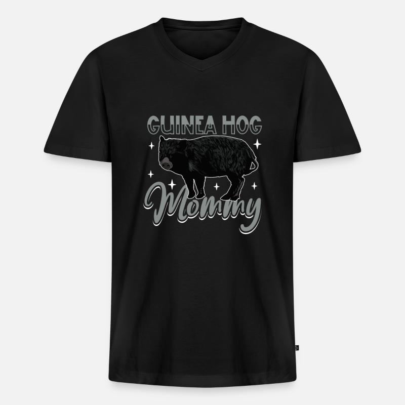 Guinea Hog Mama - Männer Premium Bio T-Shirt mit V-Ausschnitt - Schwarz