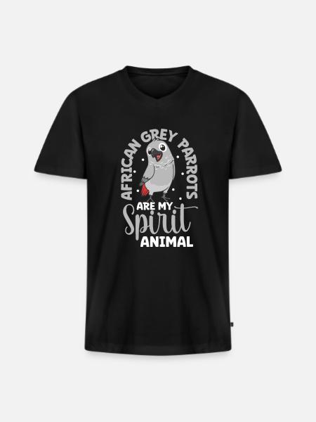 Lieblingstier - Graupapagei - Männer Premium Bio T-Shirt mit V-Ausschnitt - Schwarz