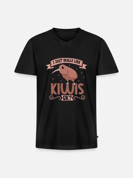 I love my kiwi - Men's Premium Organic T-shirt with V-neck - black