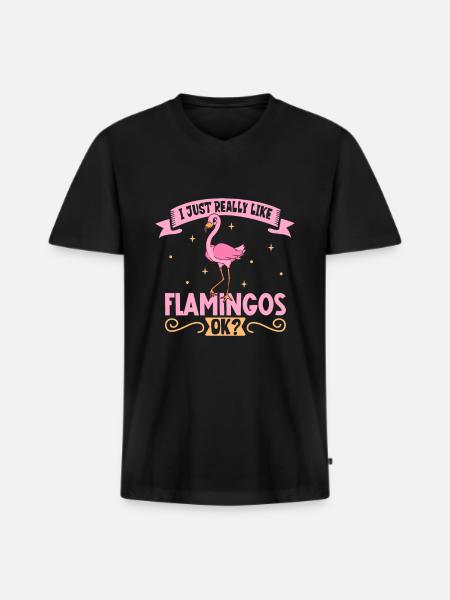 I love my flamingo - Men's Premium Organic T-shirt with V-neck - black